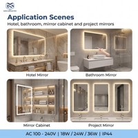 Interrupteur tactile intégré à trois boutons ETL FCC 18W 24W 36W 12V 24V avec étanchéité IP44 pour éclairage de miroir LED, entrée 100-240V