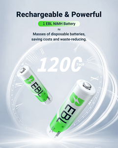EBL Nouvelle Batterie Rechargeable Portable Intelligente et Rapide 2800 mAh Double AA NiMH avec Chargeur USB Type C 5V2A - Product Image 3