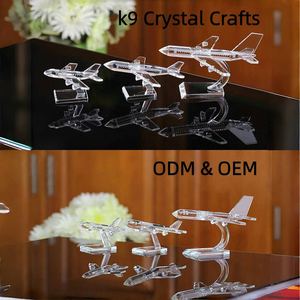Oem Custom K9 Crystal Modern Vliegtuig Sculptuur Model Handgemaakte Laser Geëtst Logo Luxe Zakelijke Gift Vip Voor Piloot - Product Image 3