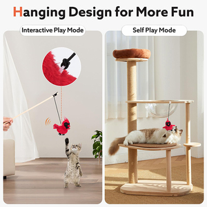 Giocattoli per animali domestici che cinguettano gli <span class=keywords><strong>uccelli</strong></span> che sbattono giocattoli per esercizi con gatti interattivi realistici con cinguettio di <span class=keywords><strong>uccelli</strong></span> USB giocattoli automatici per gatti - Product Image 3