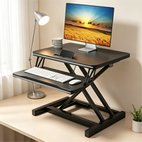 Convertisseur de bureau assis-debout réglable en hauteur en forme de X avec plateau pour clavier et support d'écran pour ordinateur portable