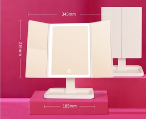 LED Makeup <strong>Mirror</strong> with Light Dormitory Desktop Shell Folding Makeup <strong>Mirror</strong> Bedroom <strong>Triple</strong> Folding Makeup <strong>Mirror</strong> - Product Image 3