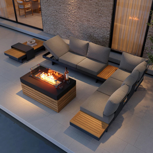 Set di Divani Modulari Impermeabili da <span class=keywords><strong>Esterno</strong></span> con Tavolo con Braciere Regolabile, Stile Moderno per Terrazze di Ville o Resort - Product Image 1