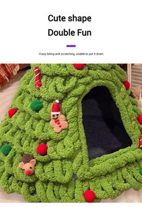 Großhandel <span class=keywords><strong>DIY</strong></span> Weihnachts baum Katzen bett Handgemachte Wolle Filz Zelt für Herbst Winter Gemütliche halb geschlossene Haustier Nest Haus Groß bestellung - Product Image 2