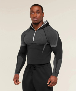 King Mcgreen Star Nuova Collezione Felpa Elastica da <span class=keywords><strong>Uomo</strong></span>, Abbigliamento Fitness, Maglia <span class=keywords><strong>Aderente</strong></span> a Maniche Lunghe con Cappuccio e Zip, T-Shirt Sportiva - Product Image 6