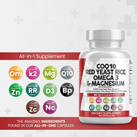 CoQ10 Omega 3 3000mg Complexe de magnésium Zinc Vitamine K2 D3-Vitamines de soutien cardiaque pour femmes et hommes avec vitamine B3, coenzyme Q10