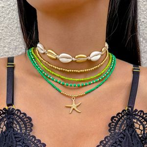 Vintage Katmanlı Deniz Kabuğu Boncuklu Alaşımlı Altın Kaplama Sevimli Deniz Yıldızı Kolye İsteğe Bağlı Boyun Askısı Boho Plaj Tatili Takısı Kadınlar İçin - Product Image 5