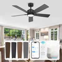 Ventilateur de plafond BLDC intérieur/extérieur de 60 pouces avec lumière LED, télécommande intelligente Alexa, 2 ensembles de pales réversibles, moteur CC