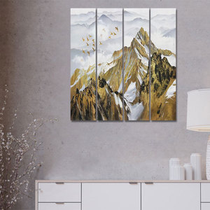 Art Original d'Usine : Tableau sur Toile Paysage Chinois Art <span class=keywords><strong>Déco</strong></span> Personnalisé à 4 Panneaux avec Cadre en Bois pour Fond de Télévision Moderne ou Mur de Salon - Product Image 3