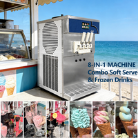 Machine à glace molle commerciale 3 saveurs en acier inoxydable avec double compresseur et fonction de pré-refroidissement