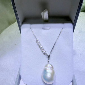 Collier en perles d'eau douce naturelles de Zhuji, design géométrique, accessoires en argent pur, y compris un pendentif Dabalok, unique pour femmes - Product Image 4