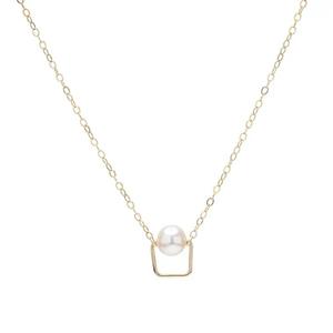 Collar de Perlas Redondas Naturales Envueltas en Oro de 14K para Mujer, Cadena Simple para Clavícula con Temperamento, Accesorio de Moda Moderno - Product Image 5