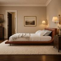 Lit king size en cuir italien moderne de haute qualité avec cadre en bois de pin confortable pour ensemble de meubles de chambre à coucher