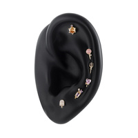 Nouveau produit Fruits 14K or massif Trident Top Daith Goth Piercing bijoux corporels boucles d'oreilles dermiques Helix sans fil