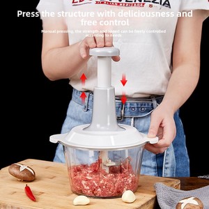 Hachoir manuel à légumes et viande, type presse, pour usage domestique, avec fonction fouet et mélangeur, mini robot culinaire de cuisine - Product Image 4