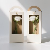 Boîte en papier à fleurs en gros avec décoration de fête Hallow Boîte en papier pour bouquet de fleurs Boîte en papier avec poignée
