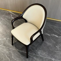 Chaise de salle à manger en bois massif au design moderne, mobilier pour la maison et l'hôtel, avec revêtement en cuir pour hôtel et villa