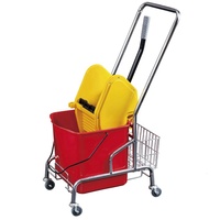 O-Cleaning Seau à serpillière domestique 30L avec essoreuse sur roues, chariot de nettoyage de sols commercial portable à cadre en acier avec essorage d'eau