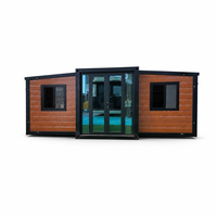 Maison pliante à double aile de 20 pieds, finition bois, extensible, préfabriquée, type conteneur, pour villas de villégiature modernes et cabines d'hôtel