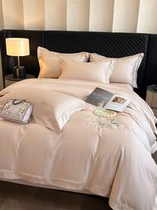 凯瑟琳系列4件套经典床上用品套装刺绣透气宽边圆角双折边缝线艾能棉 - Product Image 4