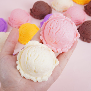 Bolas de helado simuladas de PVC, divertidos y realistas accesorios de modelo de postre, bolas de helado multicolor con bordes. - Product Image 2