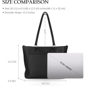 Women’s Genuine Leather Tote <b>Bag</b> with Zipper Closure | Large Capacity Work Shoulder <b>Bag</b> | Lightweight Office Handbag - Product Image 4