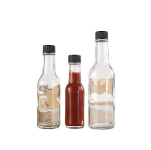Empty 3oz 90ml Round <b>Glass</b> Sauce <b>Bottle</b> Clear Hot Sauce <b>with</b> Screen Printed Reducer Plastic <b>Lid</b> BPA Free Food Grade/ - Product Image 3