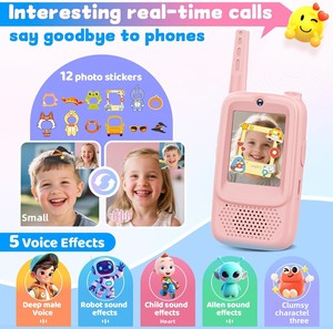 Talkies-walkies vidéo pour enfants, lot de 2, interphone rechargeable, caméra HD, voix, jeux intérieurs et extérieurs, camping, randonnée, garçons, filles, 0-3M, métal - Product Image 6