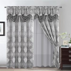 Rideaux en voile brodés de luxe européens modernes à motif floral <span class=keywords><strong>pour</strong></span> salon, chambre à coucher, <span class=keywords><strong>couloir</strong></span>, salle à manger, cuisine - Product Image 2