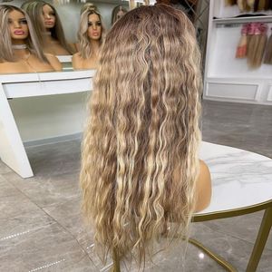 Perruque en cheveux humains 13x4 HD Lace avec mèches pour femmes blanches, cheveux vierges russes blond platine, cuticules alignées, perruques Lace Front - Product Image 4