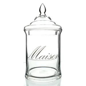 手工制作的高品质玻璃Maison罐，带盖-透明12英寸高度