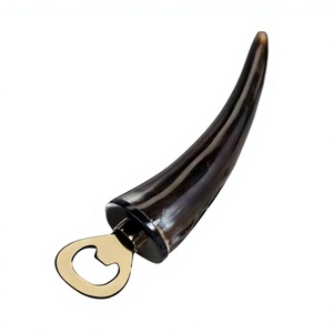 Ouvre-bouteille multifonction 2-en-1 de qualité supérieure en corne naturelle, écologique, durable et portable, avec tire-bouchon à manche en acier inoxydable - Product Image 1
