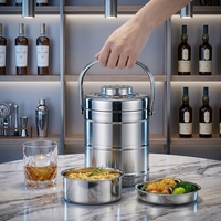 Isolierte Edelstahl-Lunchbox mit drei Ebenen, tragbar, großes Fassungsvermögen, verhindert Geschmacksvermischung, lebensmittelechtes Material, einfach zu transportieren