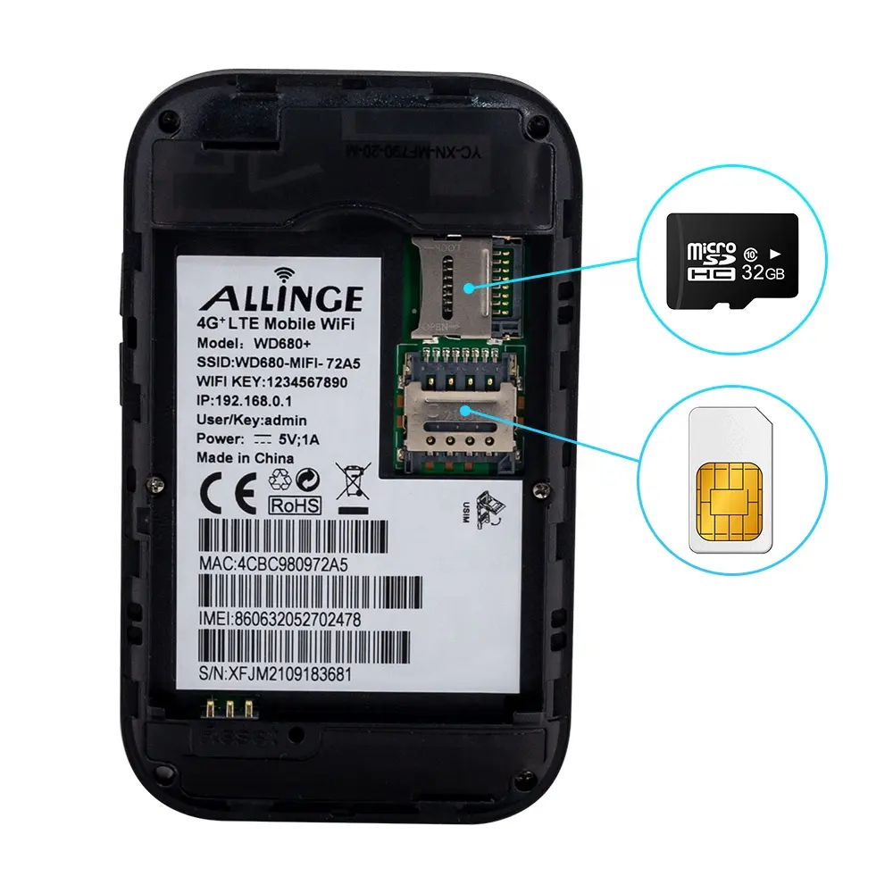Allinger DRD2229 petit point d'accès Mobile Wifi WD680 4G LTE routeur wifi de poche <span class=keywords><strong>Modem</strong></span> sans fil 4G Portable