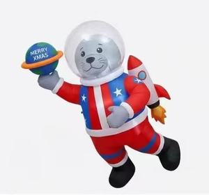 Giant Outdoor Christmas Inflatable Skiing Seal Inflatable Santa Claus with <b>LED</b> Lights Blow Up Winter Holiday Yard Decoration - Product Image 5