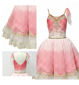 Tutú de Ballet Romántico Rosa Ombre Aurora, Tutú de Hada Floral con Pedrería, Corsé con Pedrería, Ropa Profesional para Actuaciones en Escenario - Product Image 2