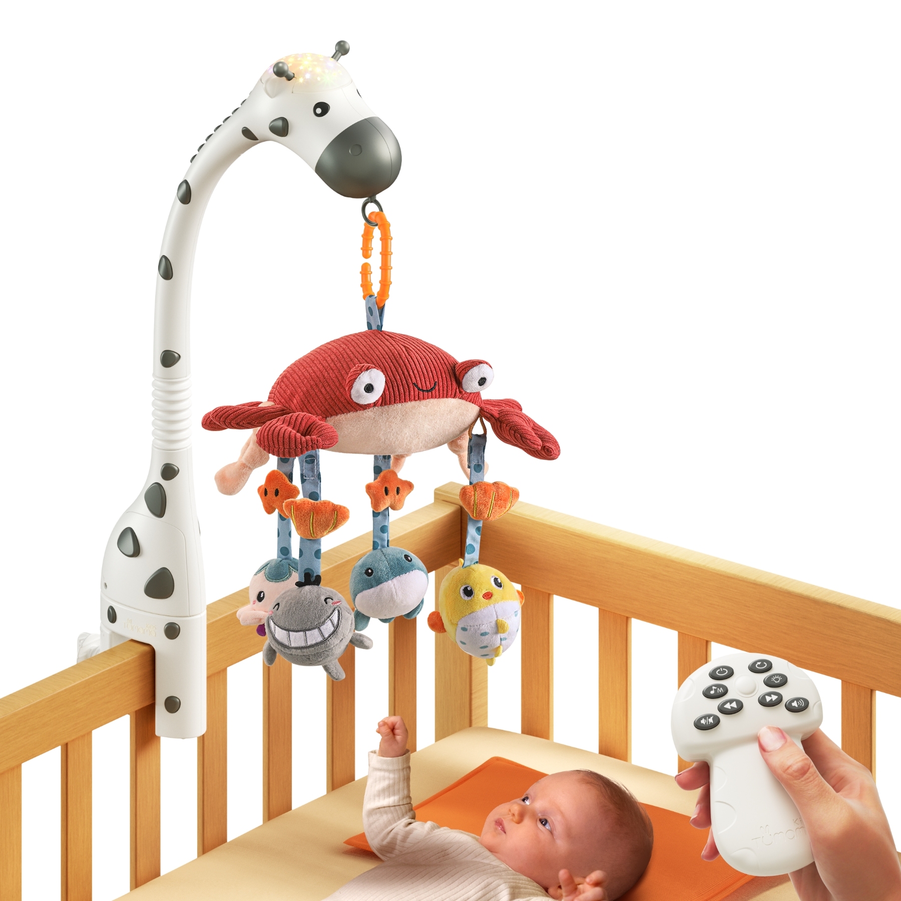 Детская кроватка Tumama, музыкальный мобиль, игрушка с мягким крабом, подвесная пластиковая кроватка, жираф, войлочная кроватка, мобильные игрушки для малышей