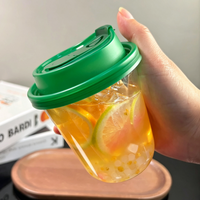 Cangkir Plastik PET Sekali Pakai Bentuk U Custom Tersedia, Ukuran 12oz/14oz/16oz/18oz/20oz/24oz, Cangkir Vodka Dengan Tutup dan Sedotan, MOQ Rendah