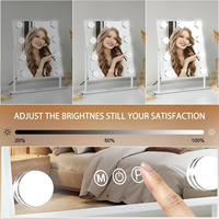 9-LED Hollywood Vanity Mirror with 3-Color Dimmable Light & 10X Magnifier, 360° Rotatable Professional Makeup Mirror for Women