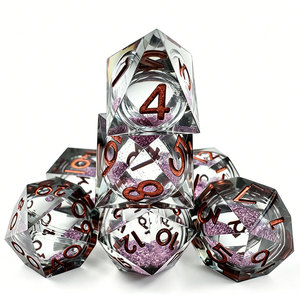 Wholesale Handmade Purple Glitter Resin <b>Dice</b> <b>Set</b> Sharp Edge Polyhedral D20 <b>Dice</b> for Dungeons and Dragons - Product Image 1