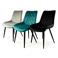 Chaise de salle à manger en velours style nordique, rembourrage matelassé losanges, pieds en métal, chaise d'appoint confortable pour salle à manger et projets hôteliers
