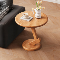 Table basse d'angle en bois massif, style moderne et minimaliste, directement de l'usine, idéale pour les salons, les petits appartements et les balcons.
