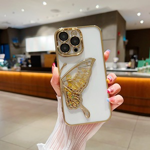 Glitter Quicksand Butterfly Gradient Case para <span class=keywords><strong>iPhone</strong></span> 16 15 14 13 <span class=keywords><strong>Pro</strong></span> <span class=keywords><strong>Max</strong></span> 16 Bling Plating Camera Protector Soft Funda a prueba de golpes - Product Image 2