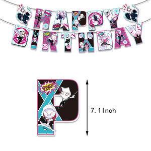 Décorations de fête d'anniversaire sur le thème de <span class=keywords><strong>Spider</strong></span>-<span class=keywords><strong>Man</strong></span> Gwen pour filles, bannière, décorations de gâteau, ballons, fournitures pour baby shower, jouets pour enfants - Product Image 2