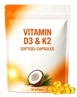 Capsules de vitamine D3 K2 MK7 à base d'huile MCT, complément alimentaire quotidien végétarien pour adultes