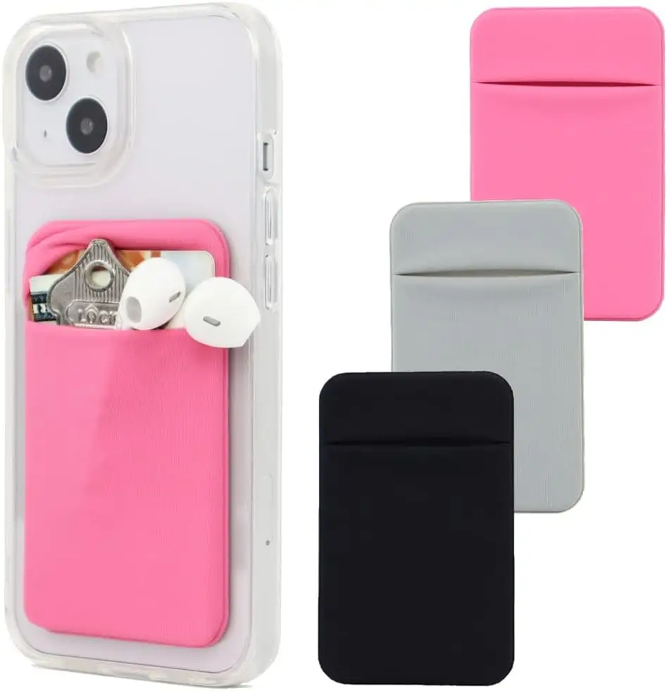 Bâton de téléphone portable élastique sur le portefeuille de carte/cartes de crédit/porte-carte d'identité poche de téléphone adhésif noir pour l'arrière de l'iPhone et Android