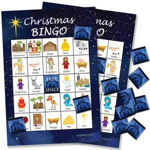 Custom high quality easy to tear off bingo card game for christmas