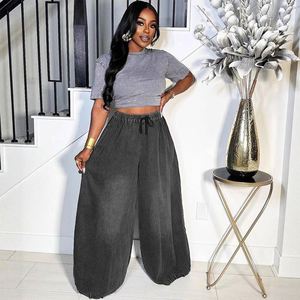 Jeans Denim Neri a Vita Alta, Gamba Larga, Stile Boyfriend, Baggy, Modello Mom Personalizzati - Product Image 1