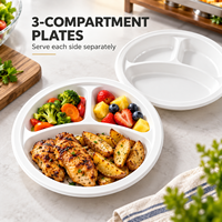 Assiette jetable en plastique PP 7 9 10 pouces noire sans BPA, compatible congélateur et micro-ondes, pour snacks, pizzas, gâteaux, pain et autres aliments