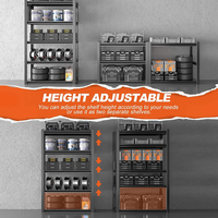 Étagère de garage Morgie, panneau perforé, acier robuste, 5 niveaux, réglable, extensible, autoportante, étagères de rangement industrielles